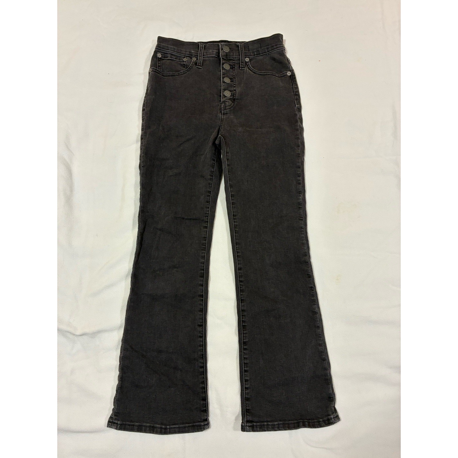 Madewell Women's 25 Cali Demi-Boot Jean Black Wash High-Rise Button Fly Stretch
